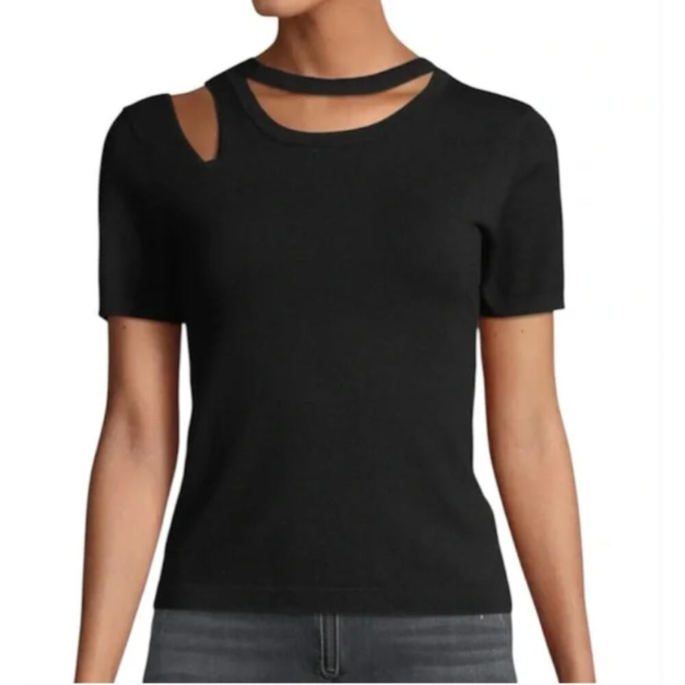 Alice + Olivia Roslyn Black Cut-Out Top